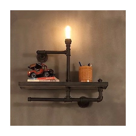 Applique da parete Mini in stile rustico/lodge in metallo con lampadina inclusa