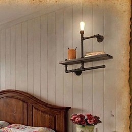 Applique da parete Mini in stile rustico/lodge in metallo con lampadina inclusa