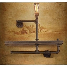 Applique da parete Mini in stile rustico/lodge in metallo con lampadina inclusa