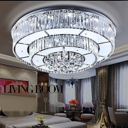 Plafoniera a filo moderna in vetro trasparente con cristalli, LED integrato 36 W, 60 cm