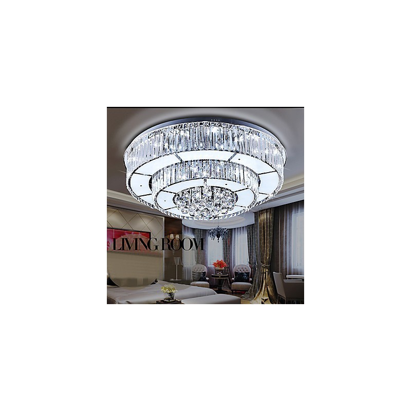 Plafoniera a filo moderna in vetro trasparente con cristalli, LED integrato 36 W, 60 cm