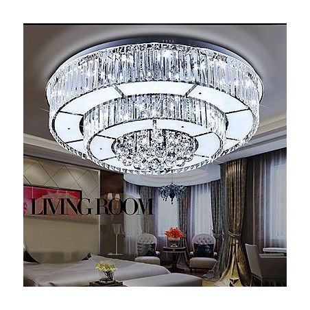 Plafoniera a filo moderna in vetro trasparente con cristalli, LED integrato 36 W, 60 cm