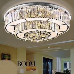 Plafoniera a filo moderna in vetro trasparente con cristalli, LED integrato 36 W, 60 cm