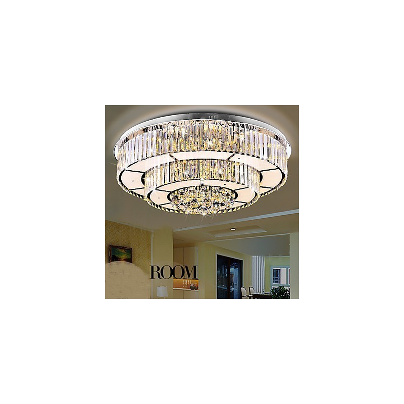 Plafoniera a filo moderna in vetro trasparente con cristalli, LED integrato 36 W, 60 cm