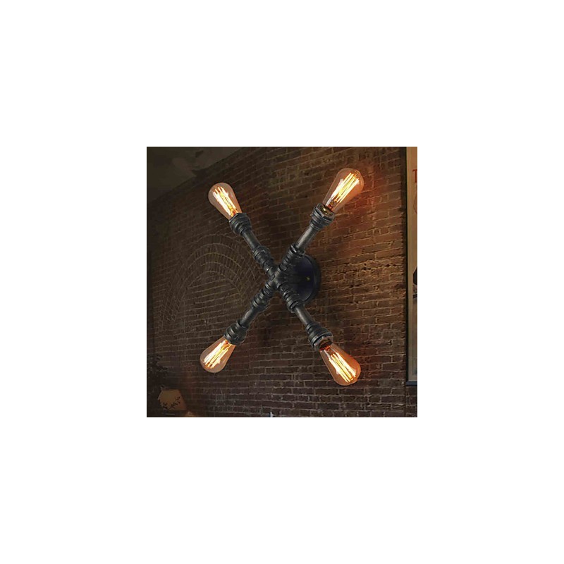 Applique da parete Mini Rustico/Lodge in metallo e vetro, 4 lampadine E26/E27