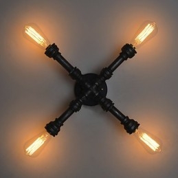 Applique da parete Mini Rustico/Lodge in metallo e vetro, 4 lampadine E26/E27