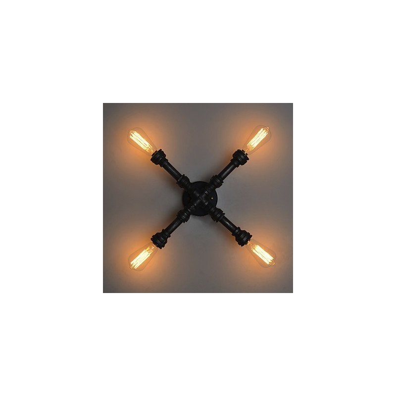 Applique da parete Mini Rustico/Lodge in metallo e vetro, 4 lampadine E26/E27