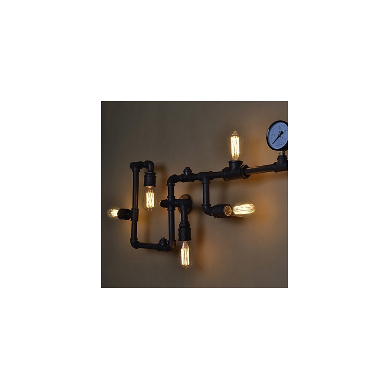 Applique da parete industriale rustica 5 luci tubo acqua metallo