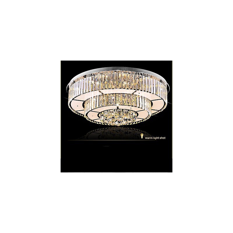 Plafoniera a filo moderna in vetro trasparente con cristalli, LED integrato 36 W, 60 cm