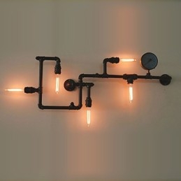 Applique da parete industriale rustica 5 luci tubo acqua metallo