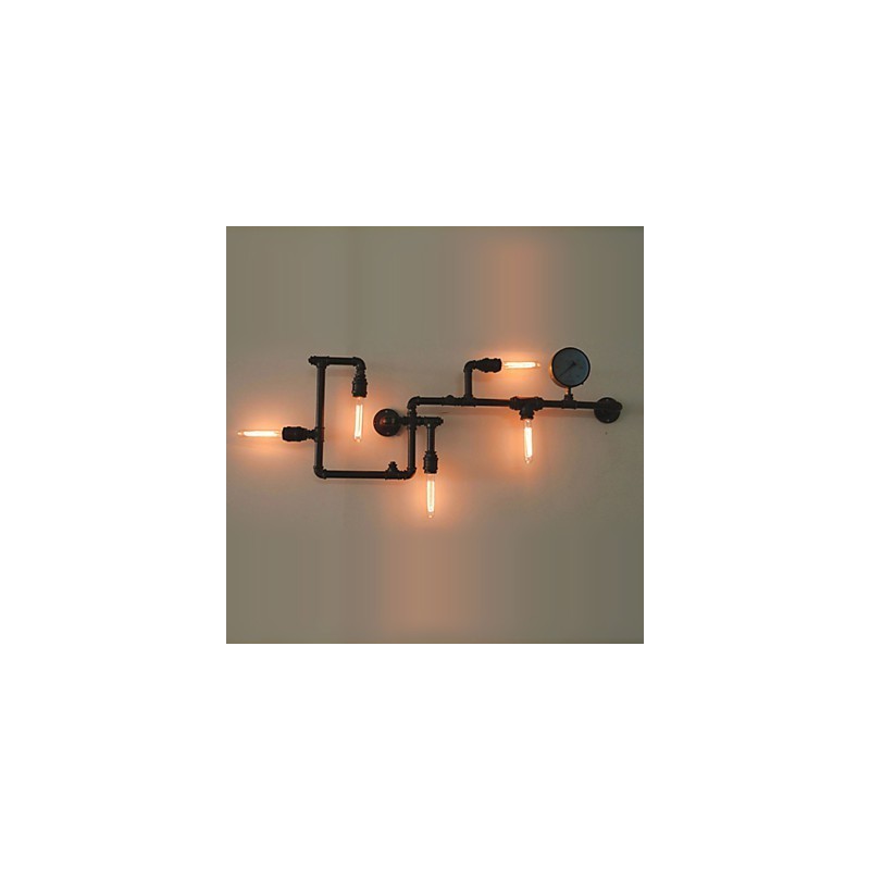 Applique da parete industriale rustica 5 luci tubo acqua metallo