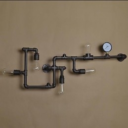 Applique da parete industriale rustica 5 luci tubo acqua metallo