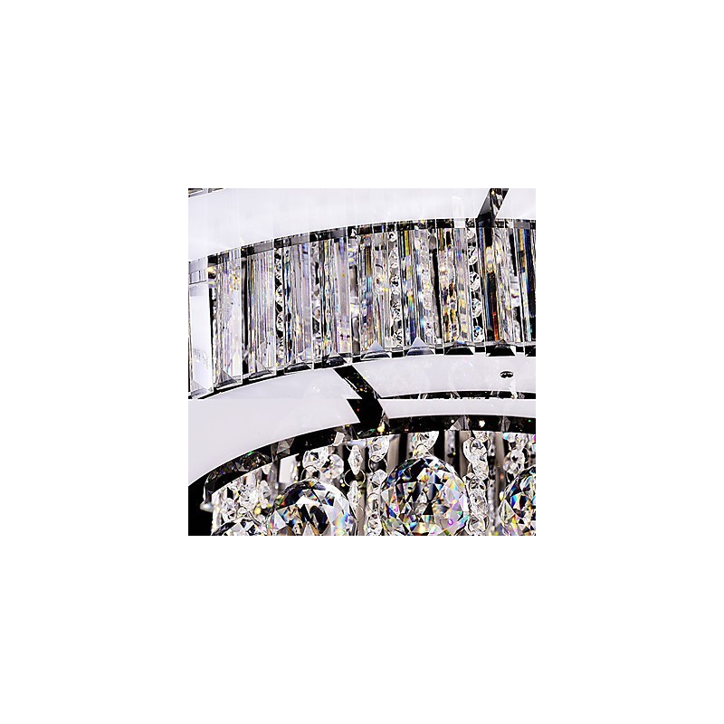 Plafoniera a filo moderna in vetro trasparente con cristalli, LED integrato 36 W, 60 cm