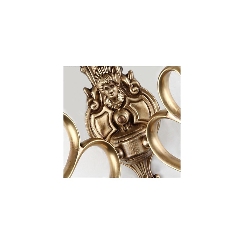 Applique da parete classica mini in metallo e vetro, ottone, 2 lampadine E26/E27