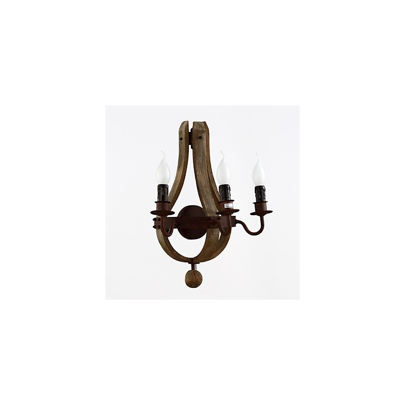 Applique da parete in legno stile botte di vino rustico vintage grigio