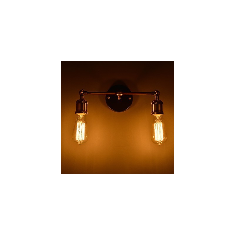 Applique da parete minimalista in metallo stile rustico/lodge 2 luci E26/E27