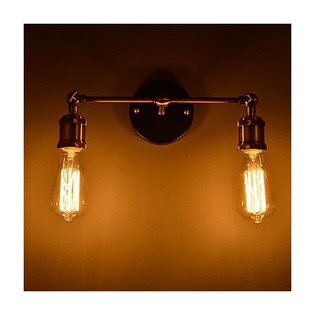 Applique da parete minimalista in metallo stile rustico/lodge 2 luci E26/E27