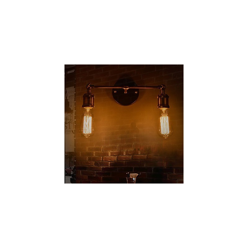 Applique da parete minimalista in metallo stile rustico/lodge 2 luci E26/E27