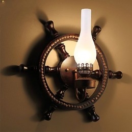 Applique da parete rustica in vetro e legno, 1 luce, E26/E27, 45 cm