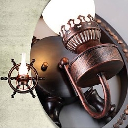 Applique da parete rustica in vetro e legno, 1 luce, E26/E27, 45 cm