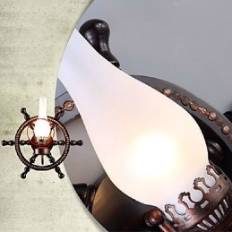 Applique da parete rustica in vetro e legno, 1 luce, E26/E27, 45 cm