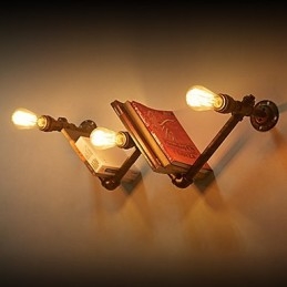 Applique da parete retrò in metallo a 3 luci per comodini, stile rustico