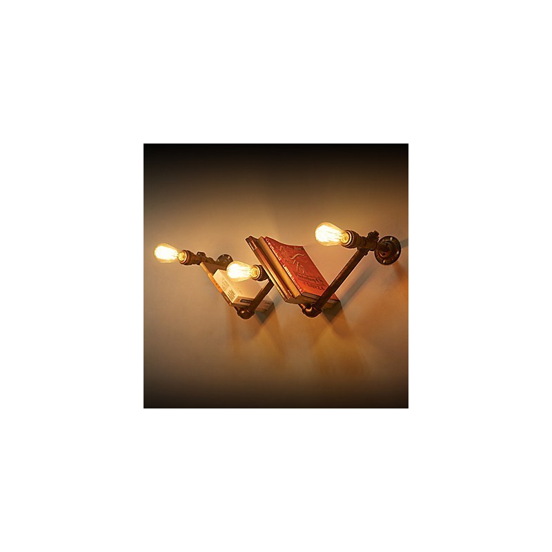 Applique da parete retrò in metallo a 3 luci per comodini, stile rustico