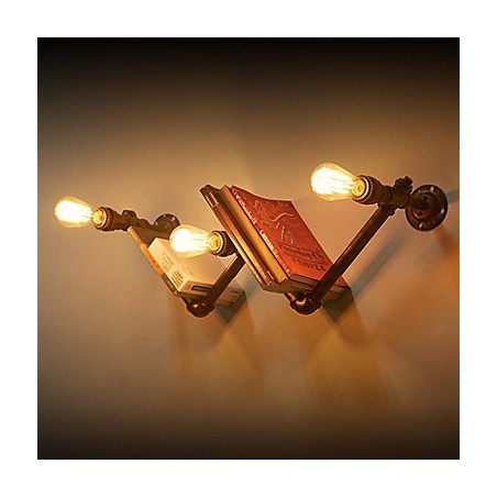 Applique da parete retrò in metallo a 3 luci per comodini, stile rustico