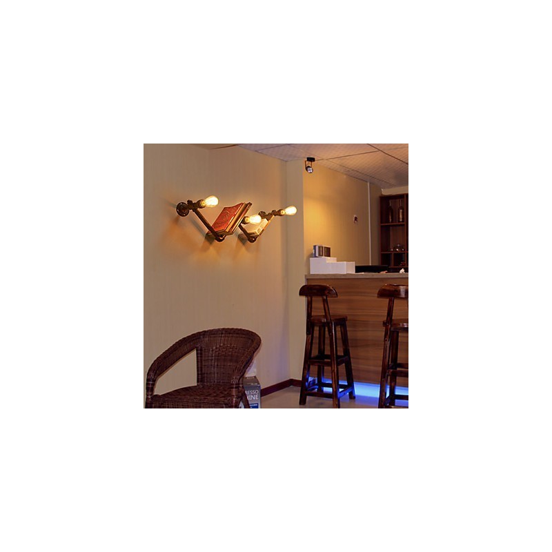 Applique da parete retrò in metallo a 3 luci per comodini, stile rustico