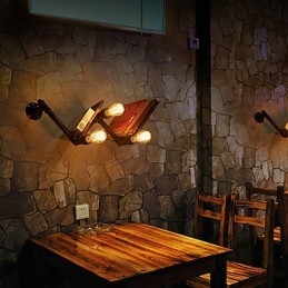 Applique da parete retrò in metallo a 3 luci per comodini, stile rustico