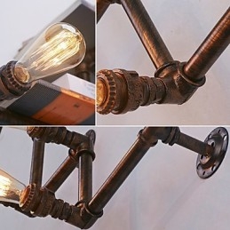 Applique da parete retrò in metallo a 3 luci per comodini, stile rustico