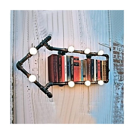 Applique da parete industriale stile americano in metallo nero e vetro bianco 8 lampadine E12/E14