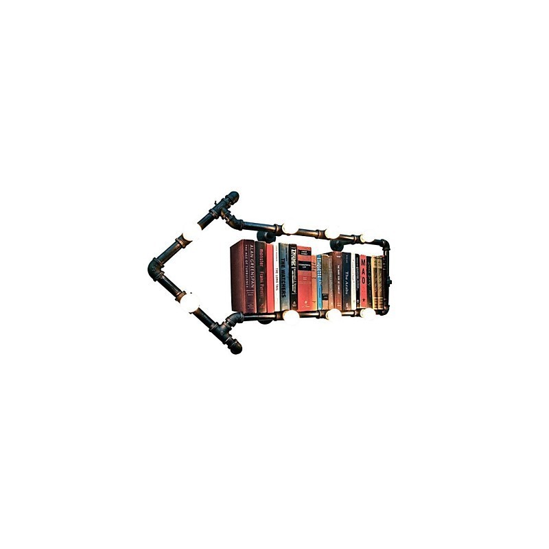 Applique da parete industriale stile americano in metallo nero e vetro bianco 8 lampadine E12/E14