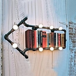 Applique da parete industriale stile americano in metallo nero e vetro bianco 8 lampadine E12/E14