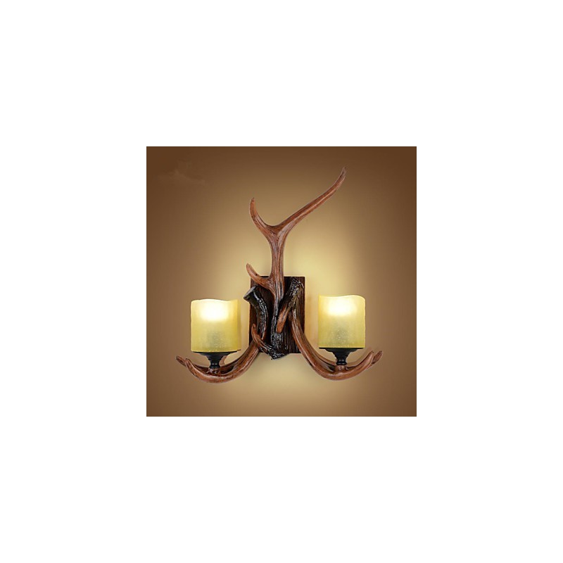 Applique da parete classica tradizionale in resina Mini Style, ottone, 2 luci