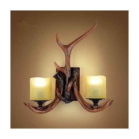 Applique da parete classica tradizionale in resina Mini Style, ottone, 2 luci