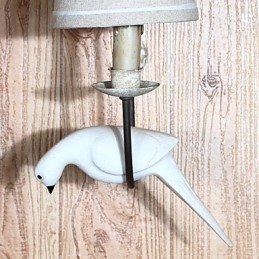 Mini applique da parete country in legno e bambù, bianca