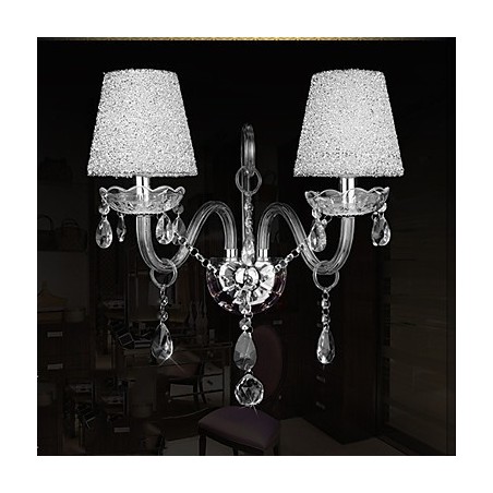 Applique da parete classica in cristallo e vetro trasparente 45 cm