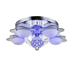 Plafoniera moderna a filo 5 luci cromo blu rosso