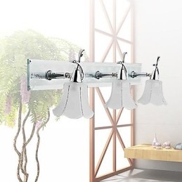 Applique da parete moderna contemporanea in metallo cromato con paralume in vetro e 3 LED