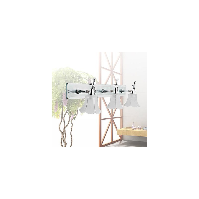 Applique da parete moderna contemporanea in metallo cromato con paralume in vetro e 3 LED