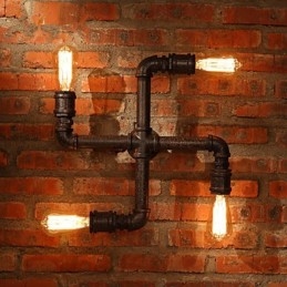 Applique da parete rustica Mini Style in metallo e vetro, 4 lampadine E26/E27