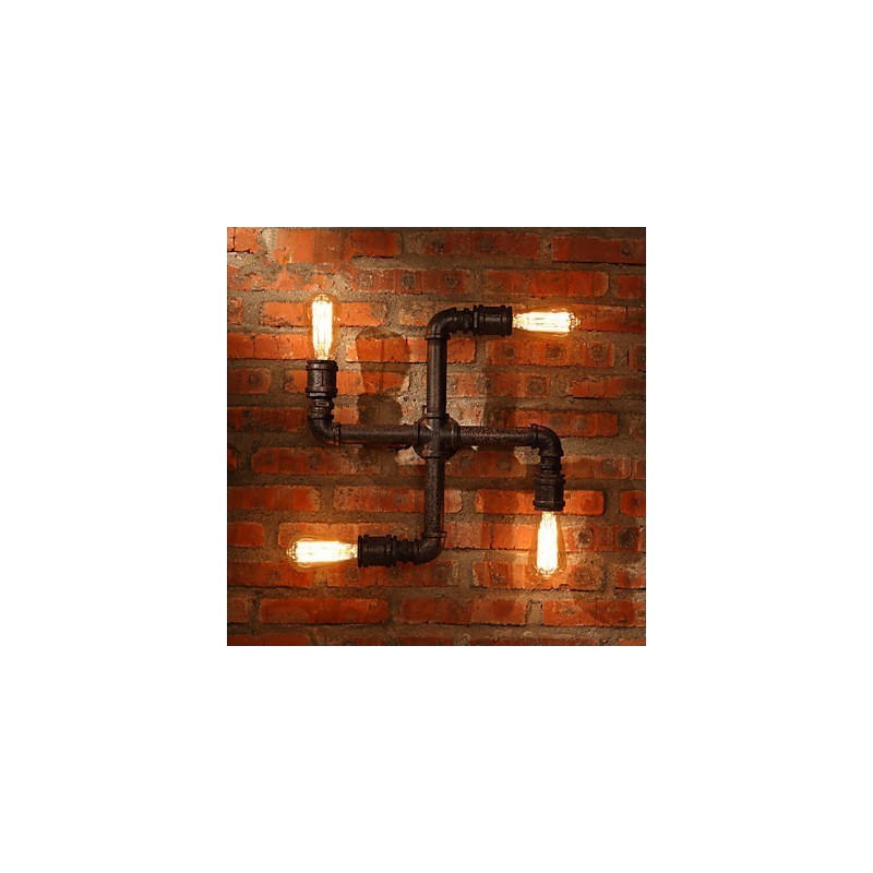 Applique da parete rustica Mini Style in metallo e vetro, 4 lampadine E26/E27