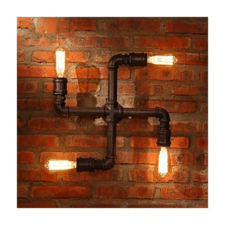 Applique da parete rustica Mini Style in metallo e vetro, 4 lampadine E26/E27