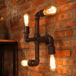 Applique da parete rustica Mini Style in metallo e vetro, 4 lampadine E26/E27
