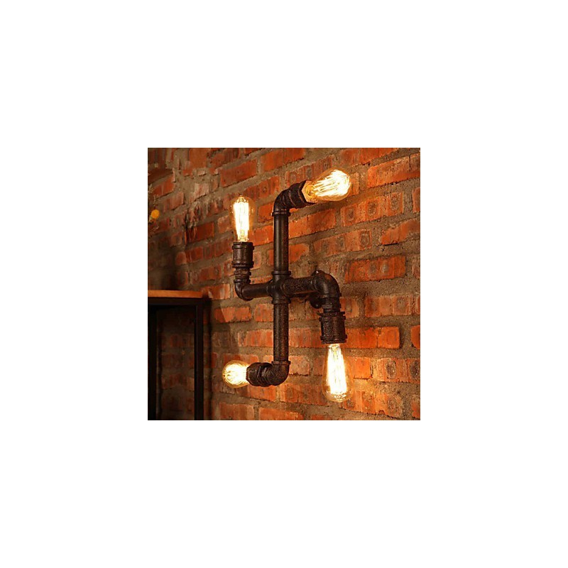 Applique da parete rustica Mini Style in metallo e vetro, 4 lampadine E26/E27