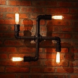 Applique da parete rustica Mini Style in metallo e vetro, 4 lampadine E26/E27