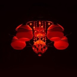 Plafoniera moderna a filo 5 luci cromo blu rosso