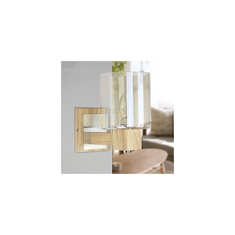 Applique da parete mini classica in legno/bambù finitura ottone