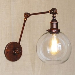 Applique da parete in cristallo stile rustico/Lodge con braccio oscillante metallo